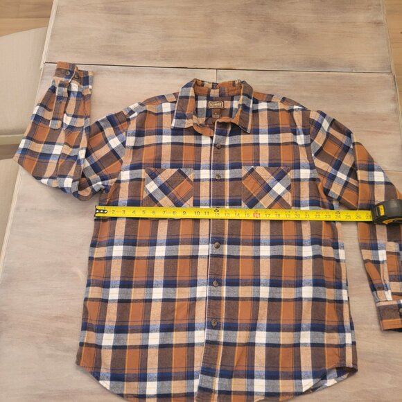 SCHMIDT Workwear Carpenter Men's Plaid Flannel Button Up Shirt Brown Cotton XL - Picture 6 of 8
